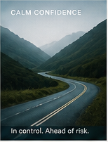 A calm road through a mountain valley representing confidence ahead of risk